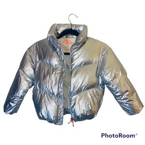 Zara Kids Silver Puffer Jacket (Unisex)